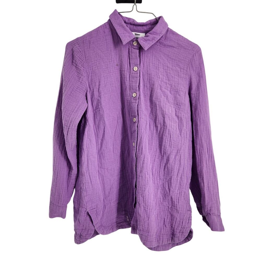J Jill Purple Long Sleeve Cotton Top Womens Petite Extra Small XS